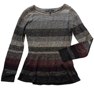 White House Black Market black/ burgundy metallic sweater sz XS